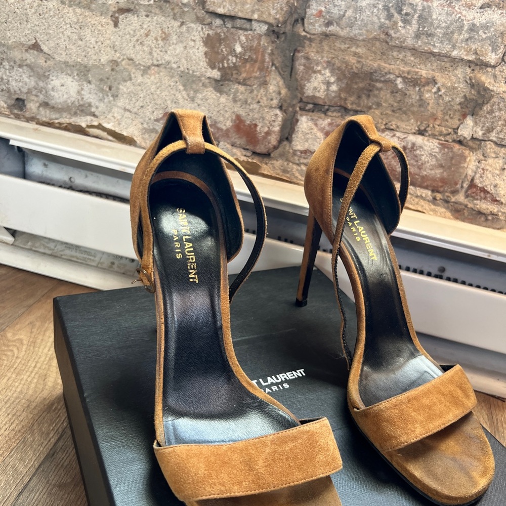 Saint Laurent Brown Suede Heels